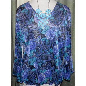 Dress Barn size 18/ 20 silky stretch blend poly pull over long sleeved top